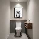 Framed Black and White Bathroom Canvas Wall Art, Funny Animal Bathroom Decor Cute Otter Holding A Roll of Toilet Paper Picture Modern Humor Painting Wall Decor Ready to Hang 24'' x 16''
