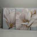 SEVEN WALL ARTS White Magnolia Wall Art Flower Artwork Floral Canvas Paintings Vintage Nature Botanical Painting Farmhouse Artwork Wall Decor for Bedroom Living Room Bathroom Office 24"x 24" x2pcs