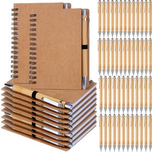 50 Set Notebook with Pen Bulk Appreciation Gifts, Spiral Kraft Pocket Notebooks Lined Journal with Pen Set Thank You Gifts for Employee Teacher Nurse Back to School Favors