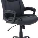 Classic Puresoft PU Padded Mid-Back Height Adjustable Office Computer Desk Chair with Armrest, 26"D x 23.75"W x 42"H, Black