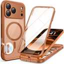 BERFY for iPhone 17 Pro Max Case, Compatible with MagSafe, Built-in 9H Tempered Glass Screen Protector and Camera Protection, Full Body Shockproof Clear Phone case for 17 Pro Max 6.9", Dark Orange