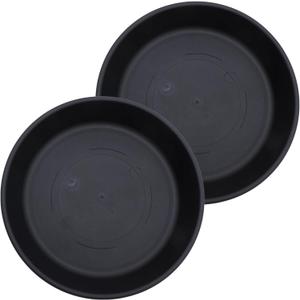 The HC Companies Flower Pot Saucers - Plastic Plant Saucer for Outdoors & Indoors - Traditional Design Plant Pot Trays for Water Drainage - Durable & Stylish Round Plant Tray (16-inch Black)