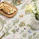 Horaldaily Spring Tablecloth 6084 Inch Rectangular, Watercolor Wildflowers Floral Herbs Washable Table Cover for Party Picnic Dinner Decor