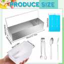 Mifoci 1 Pack Stainless Steel Chilled Condiment Server 6 Removable Slot Toppings Containers with Lid and Bottom Ice Bar Garnish Tray with 9 Silverwares 4 Ice Boxes for Christmas Party, Events and Bar, as shown in the picture