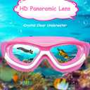 Vvinca Kids Swim Goggles for Kids 3-12, Upgraded Design with Ear & Nose Plug, Wide View Anit-Fog No Leak Water Pool Goggle (Pink)
