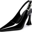 Women's Slingback 3In Kitten Heel Comfortable Closed Toe Pumps Dress Shoes for Women (8.5, Black)
