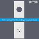 BESTTEN 2 Pack 1-Gang 1.406-Inch Hole Wall Plate for Single Receptacle Outlet, Unbreakable Polycarbonate Outlet Cover, Standard Size, UL Listed, White