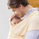 Momcozy Baby Carrier AirMesh - The Perfect Summer Sling for Newborns to Toddler 8-35 lbs - Cooling Fabric Baby Wrap, Lightweight, Ergonomic, and Easy to Wear, Light Beige