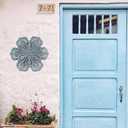 hogardeck Metal Flower Farmhouse Wall Decor, 16" Large Floral Metal Blue Wall Art for Indoor Outdoor, Boho Wall Decor for Bathroom, Living Room, Kitchen, Bedroom, Porch, Garden, Yard