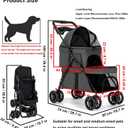 Double Dog Stroller for Medium Small Dogs and Cats Load-Bearing Up to 50lbs, Durable 360 Universal Wheels Lightweight One Hand Foldale Kittens Puppies Travel Stroller Cart(Double)