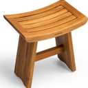 Premium 18" Teak Wood Shower Bench, Waterproof Teak Shower Stool, Non-Slip Feet for Enhanced Safety, Spa Bath Seat for Bathroom, Indoor & Outdoor Use, 300 lb Capacity