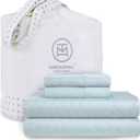 Threadmill Cotton Queen Sheet Set - 100% Cotton Damask Jacquard Sheets With 16" Deep Pocket - Soft Sateen Weave 4-Piece Cooling Bedding for Queen Size Bed - Blue (Light Blue Astra)