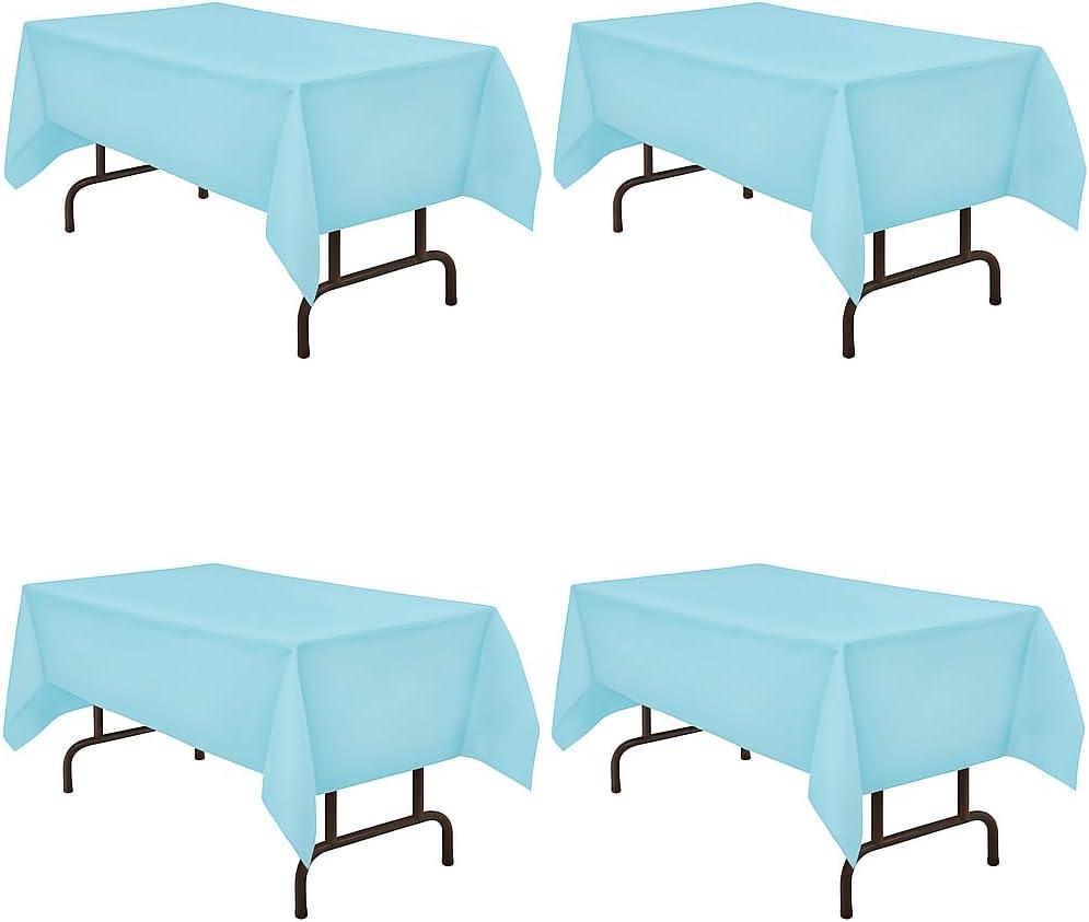 Oojami Disposable Light Blue Plastic Tablecloths (4-Pack)  Elegant 54x108-inch Teal Rectangular Covers for Parties, Weddings, Bridal & Baby Showers, Offices & More  Wipe Clean & Easy-to-Use