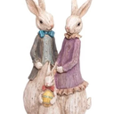 Rabbit Family Statue Home Decor Resin Sculptured Hand Painted Rabbit Family