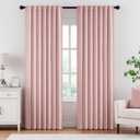 ANRODUO Rod Pocket and Back Tab Pleated Blackout Curtains with Hooks, Rings, Light Pink Curtains 84 Inches Long 2 Panels, Thermal Insulated Room Darkening Living Room Bedroom Curtain, 52x84 Inches