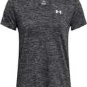 4 x Under Armour Womens Tech Twist Short Sleeve V Neck, (001) Black / / White, Large