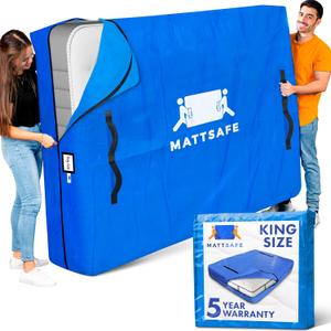 Nordic Elk Mattress Bags for Moving and Storage (King) Heavy Duty Moving Supplies, 8 Sturdy Handles, Strong Zipper, Mattress Cover Bed Bags, Storage Cover Essentials Packing Protector (Blue)
