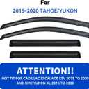 YQAUTEC Window Visors Rain Guards Shield for 2015-2020 Chevy Tahoe/GMC Yukon(Not for XL or Denali), Out-Channel Window Wind Deflectors Vent Rain Visors Shades for 15-20 Cadillac Escalade(Not for ESV)