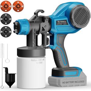 Tilswall Paint Sprayer, Cordless Paint Sprayer for Dewalt 20V Battery,100 Din/s Viscosity,Ultra-Lightweight Electric Spray Paint Gun for House Painting,Furniture,Wall,Iron Fence(Battery Not Included) (Blue)