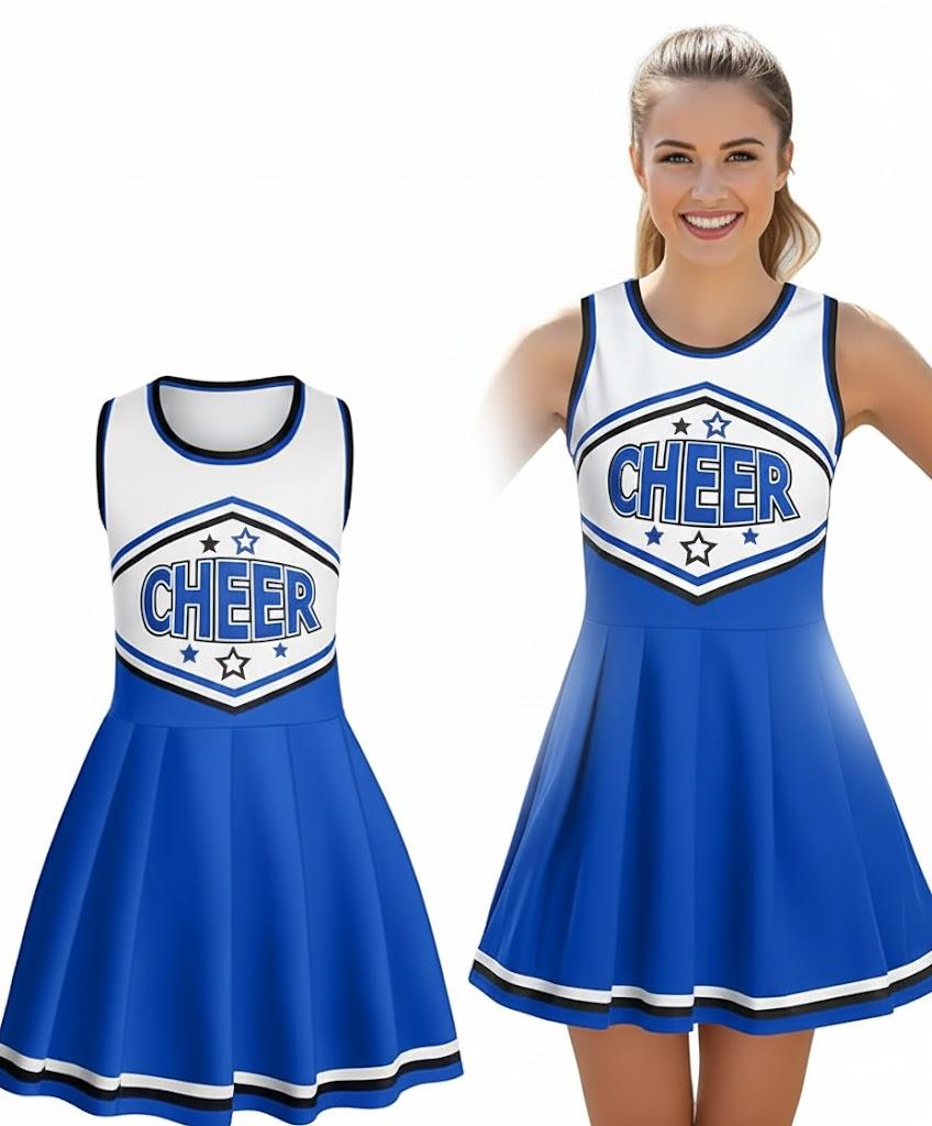 cheerleader costume for women woman adult cheerleader outfit for women, Blue, L