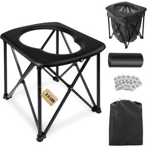 15.6'' Portable Toilet for Camping, Ultralight Foldable Camping Toilet 2-Second Setup, 350LBS Portable Potty for Adults, Compact for Camping, Hiking, RV Travel, Trucker, Fishing, Beach, Outdoor Use