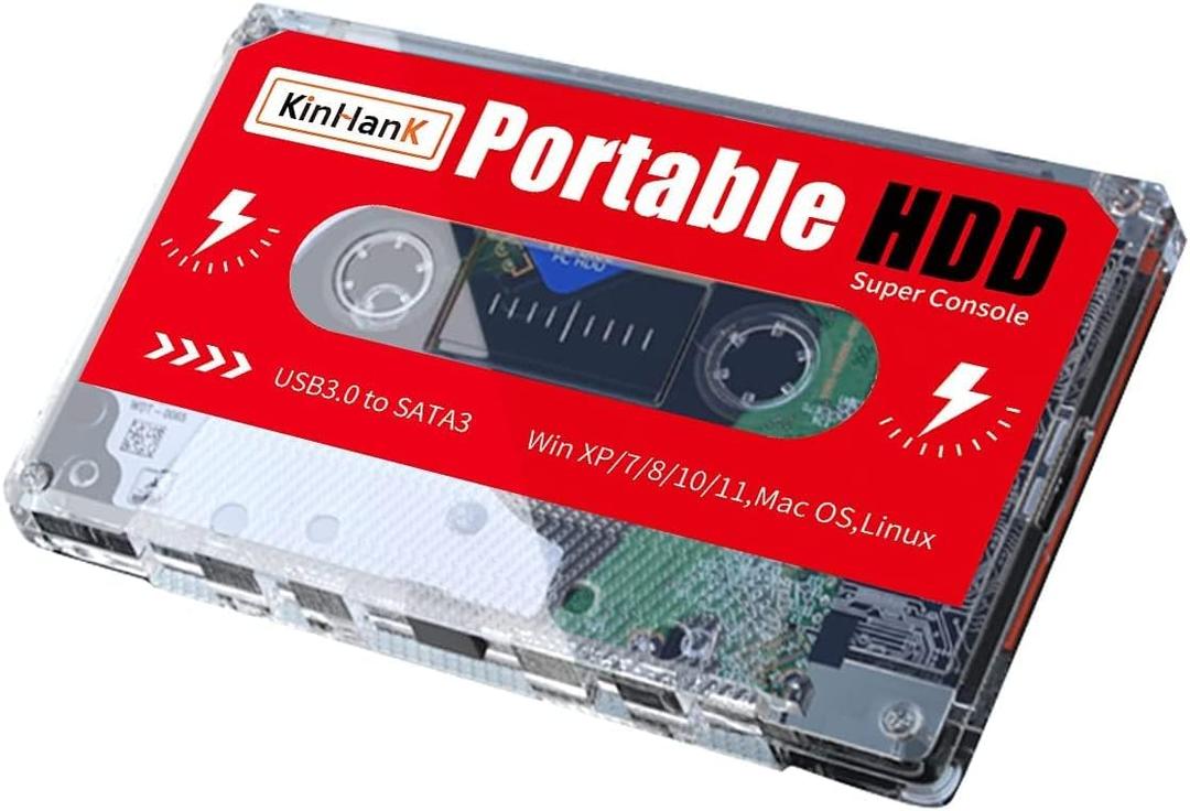 Kinhank 2TB External Hard Drive Built-in 120,000+ Classic Games, Batocera 33 System, Retro Game Console Compatible with 70+ Emulators, HDD Support for Laptop/PC/Linux,Plug&Play