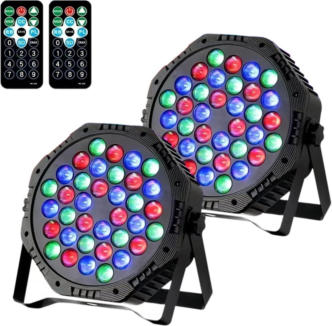 Stage Lights, Dj Party Lights, 36 Led Par Light with Remote & DMX Controlled - 2-Pack-DJ - Party