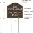 Large (2 Pack) 12x12 Inch No Trespassing Beware of Dog Sign, Reflective, Aluminum, Metal, Weatherproof Up to 7 Years Outdoor, Includes Stakes for Easy Mounting
