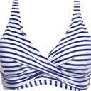 Aqua Eve Women Full Coverage Bikini Top No Bottom Push up Swimsuits Top Sport Bra Bathing Suits Tops (Small, Navy Striped)