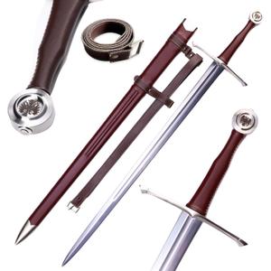 46in Medieval Longsword 65 Manganese Steel Sword Full Tang
with Scabbard & Belt,Hand Forged Two-HandedSword