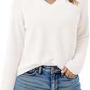 Dokotoo Spring Tops for Women 2026 Long Sleeve Ribbed Knit Teacher Shirts Fashion Clothing Women Blouses V Neck T Shirts