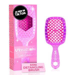 FHI Heat UNbrush Mini Detangler Brush for Pain-Free Brushing on All Wet or Dry Hair Types  Durable Duoflex Anti-Static Bristles, Lightweight Handle, Vented Mini Hair Brush (Rose Quartz Pink)