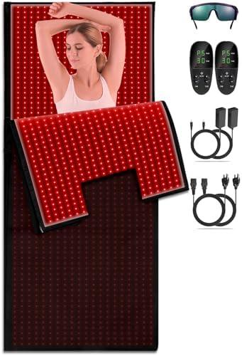 iTHERAU Large Red Light Therapy Blanket 2460 LEDs Infrared Red Light Sleep Bag for Full Body, Resolve Inflammation, Relieve Joint or Back Pain, Red Light Wrap 660 & 850nm Wavelengths, 71in X 32in