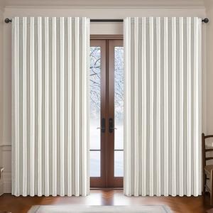 Cream Linen Black Out Curtains 70 Inches Extra Wide for Living Room 2 Panels, Pleated Ivory Bedroom for 72 Inches Window Curtain 84 Inch Long Thermal Room Darkening Heavy Drapes (70"W x 84"L 2 Panels)