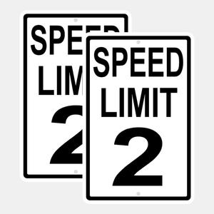 Speed Limit 2 Mph Sign Slow Down Traffic Sign Party Supply Party Decor (2 Pack)