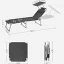 SONGMICS Sun Lounger, Patio Chaise Lounge Chair, Folding, with Canopy, 76 x 20.9 x 11.4 Inches, Holds 330 lb, Headrest, Adjustable Backrest, Outdoor Garden Pool, Dark Gray UGCB19UV1, 193 X 53 X 29 Cm