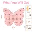 Butterfly Neon Wall Organizer, Pink Peg Board, 17.5 x 12.1 in