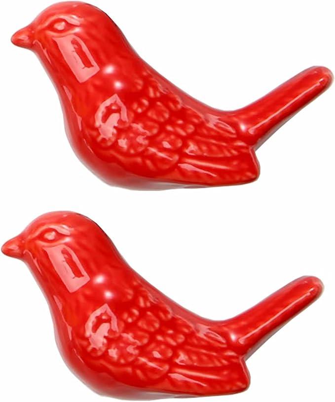 Glass birds red 2 Pieces