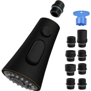 Hygie Rinse Kitchen Faucet Head Replacement, Pull Down Kitchen Faucet Sprayer Head with 15 Adapter Kit, 3 Function Kitchen Sink Faucet Spray Head, Oil-Rubbed Finish Kitchen Faucet Sprayer