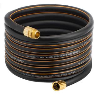 Giraffe Hybrid Garden Hose 5/8" x 50ft, Custom Length, NO Kink, Flexible, Leakproof Hose with Male to Female Fittings, 600 Burst PSI (Black and Orange)