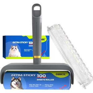 COBETE Large Surface Lint Rollers for Pet Hair Extra Sticky, 100 Sheets Mega Value Set, Dog and Cat Lint Remover for Clothes, Couch, Furniture,Pick Pet Hair Up