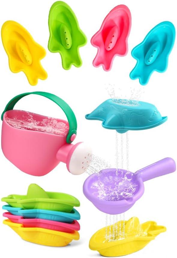 Fajiabao Baby Bath Toys for Kids Ages 1-3 Toddler Bath Toys Mold Free for 12+ Months Bathtub Beach Sand Pool Water Table Toys for 1 2 3 4 5 6 Years Old Girls Boys Gifts (6 PCS)