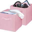 2 Pcs Storage Cubes, 10.5 Inch Collapsible Storage Bins, Fabric Foldable Bins for Organization, Durable Storage Bins for Closet, Shelves, Offices (Pink)