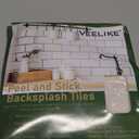 VEELIKE Cream Beige Backsplash Tile Peel and Stick Backsplash for Kitchen 12 Sheets Self Adhesive Square Wall Tile Stickers 12''x12'' Waterproof Back Splash Stick on Tiles for Bathroom Laundry Room RV