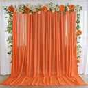 10ft x 10ft Orange Backdrop Curtains, Wrinkle-Free Sheer Chiffon Fabric Photo Backdrop Drapes for Wedding Arch Party Ceremony Stage Photography Decorations