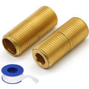 [2-pack] Brass Pipe Adapter Plumbing, G1/2" Male Thread to NPT1/2" Male Pipe Fitting Extender, Seamless and Leakproof (Total Length 2.5")
