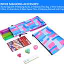 TIASUSAN 4 Layer Engraved American Mahjong Tile Set, 166 Acrylic Mahjong Tiles with Bags, Racks and Pushers, Accessories