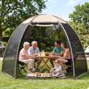 Alvantor Pop Up Screen House Tent, Snap-fit Mesh Screen Gazebo with Peaked Roof, Portable Screen Room Canopy Shelter with Sandbags for Camping, Backyard, Picnic, 7'x4'x6.5'h-snap-fit