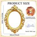 Large Photo Booth Props Photo Frame 32 x 24 Inch Vintage Gold Picture Selfie Frame Fabric Golden Retro Photo Frames Banner Backdrop Selfie Props for Birthday Wedding Bachelorette Party Decor Supplies