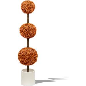 Artificial Topiary, Orange Triple Ball, Boxwood, 4FT, Fall Decor